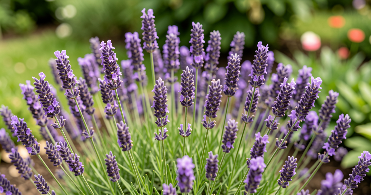 lavender plant in full bloom during summer in a garden