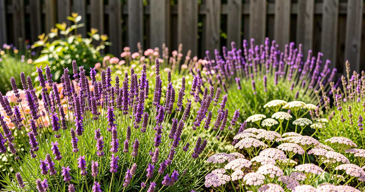 Lavender salvia yarrow deer resistant flower bed garden border