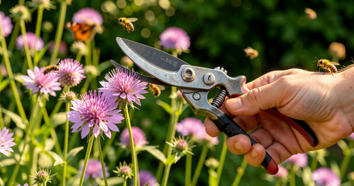 Scabiosa pincushion flower attracting butterfly deer resistant plant