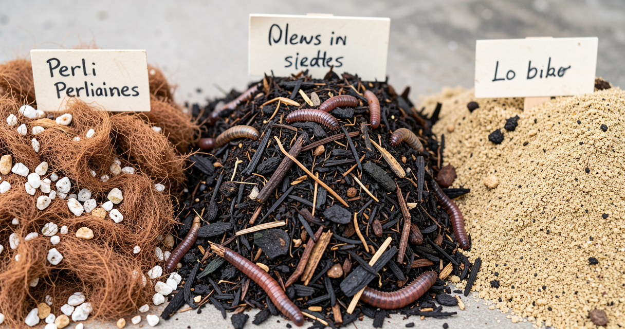 Comparison of raised bed soil types: compost, peat mix, and topsoil blend
