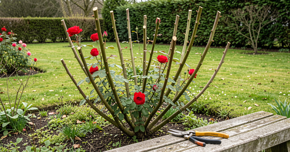Best time to prune roses: spring pruning cuts above an outward facing bud