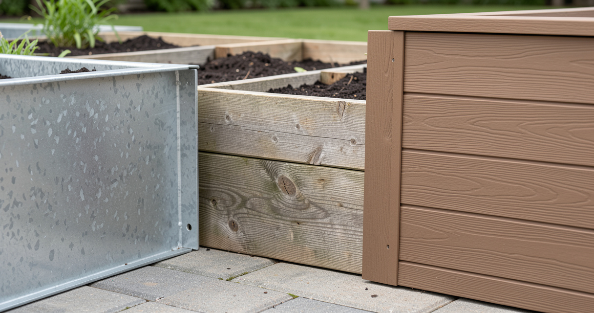 Comparing metal wood and composite clearance raised garden bed materials